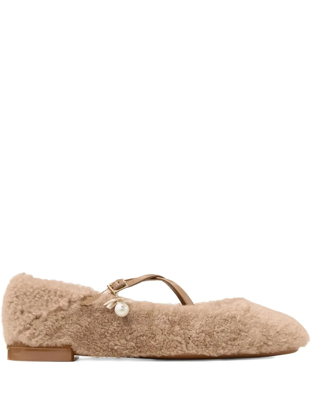 Jimmy Choo shearling cross-strap ballerina flats | Brown | Image 1