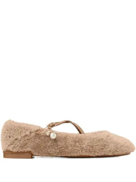 Jimmy Choo shearling cross-strap ballerina flats