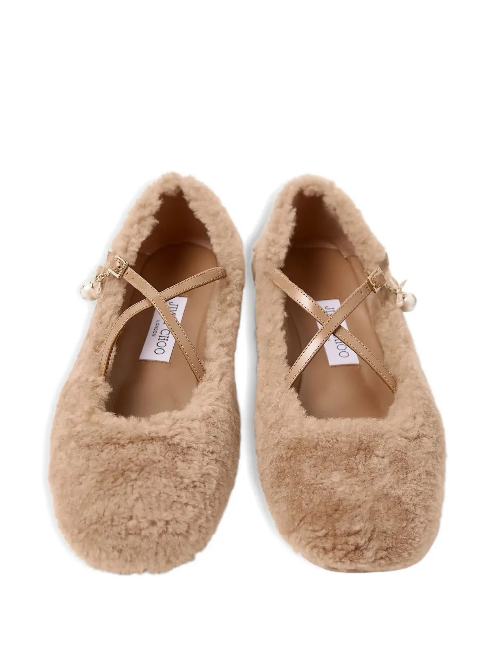 Jimmy Choo Lammy ballerina's met kruisbandjes Bruin