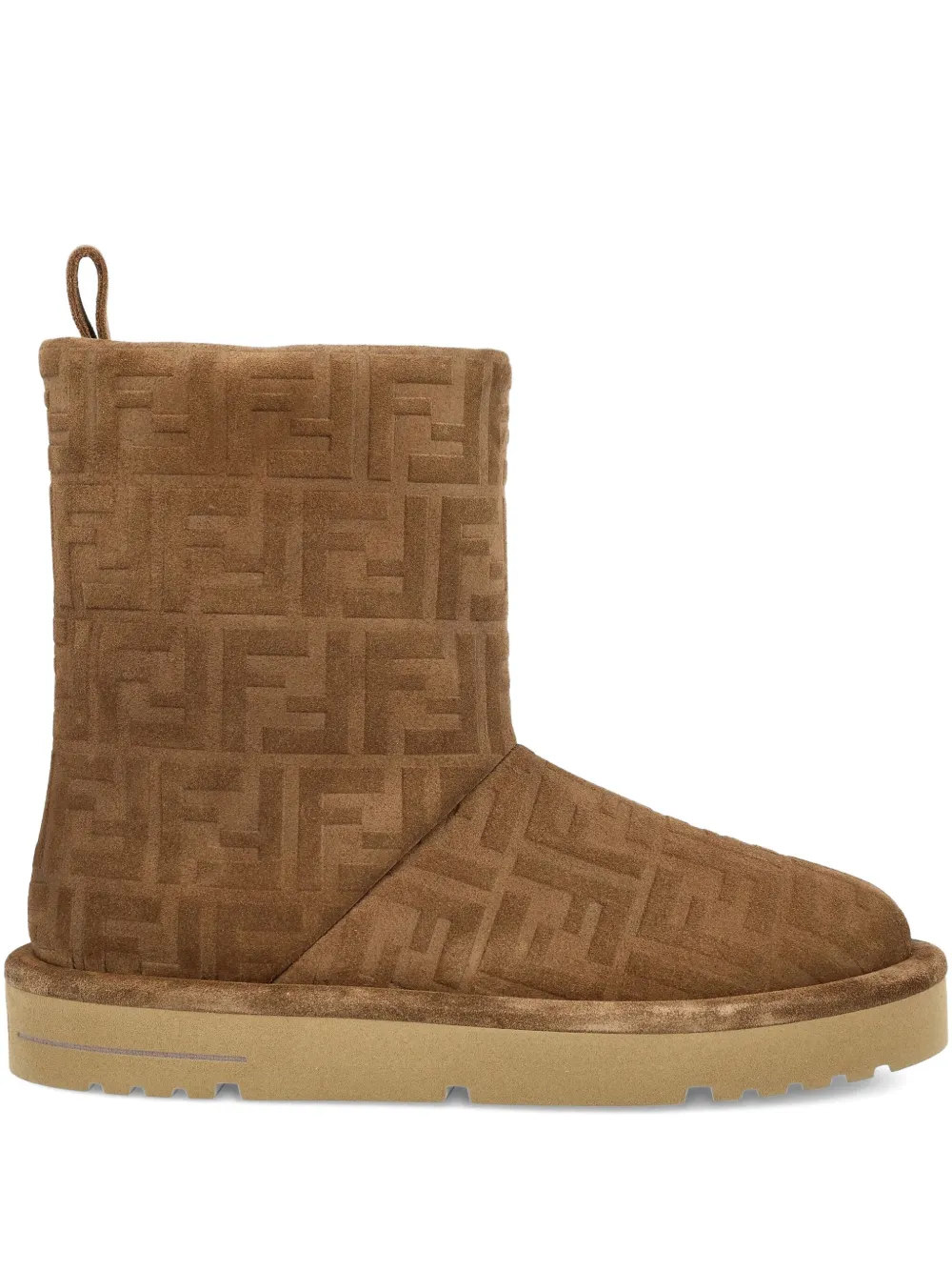 FENDI FF-logo padded boots Brown