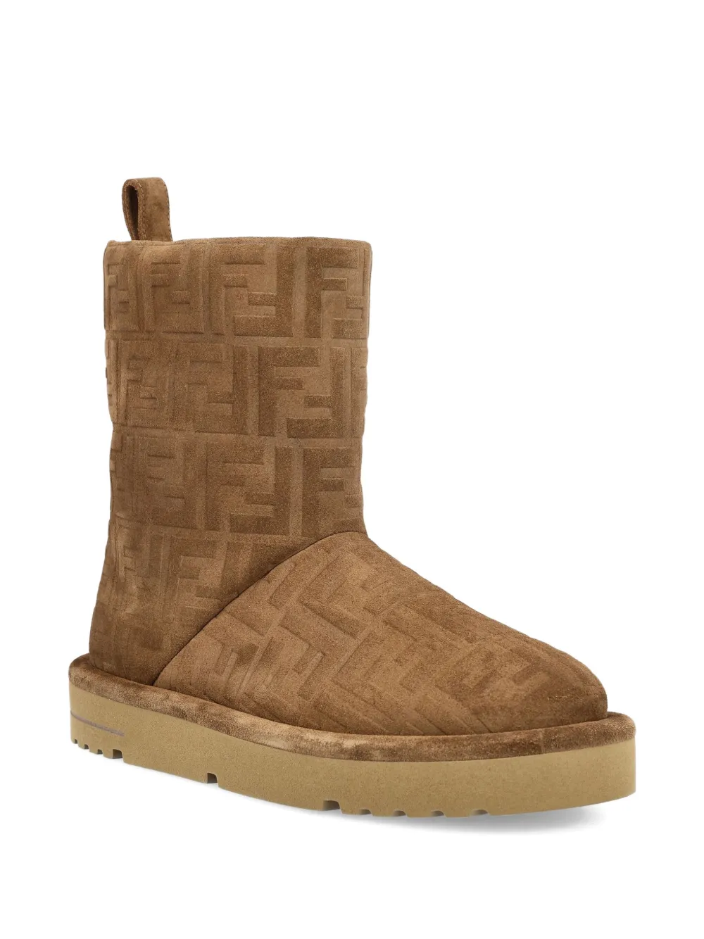 FENDI FF-logo padded boots Brown
