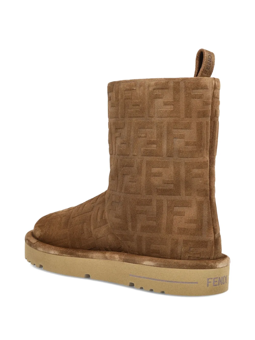 FENDI FF-logo padded boots Brown