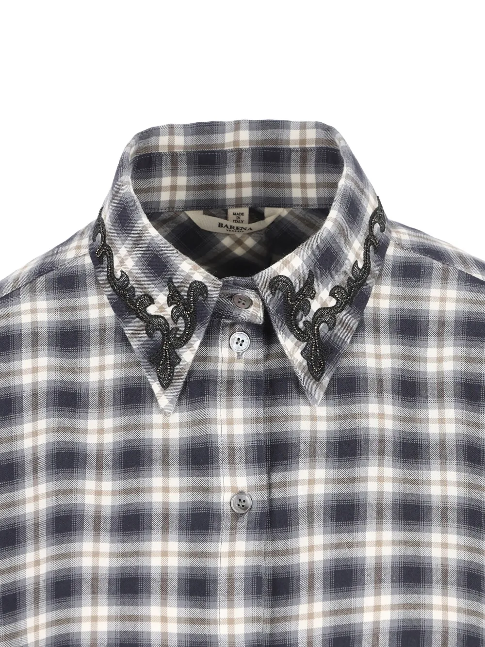 Barena Venezia Embroidered-collar Checked Shirt In Multi