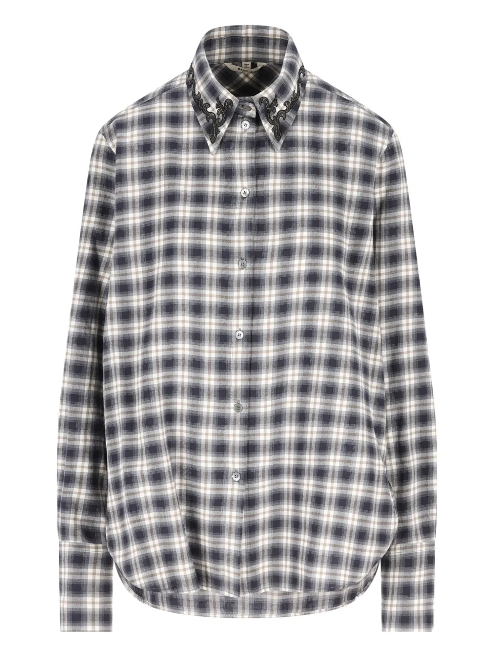 Barena embroidered-collar checked shirt | Black | Image 1