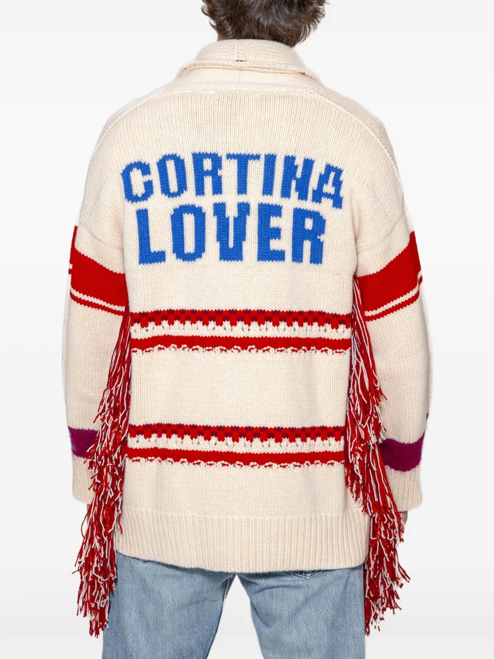 Giada Benincasa Fringed-sleeve Patch-pocket Cardigan In White