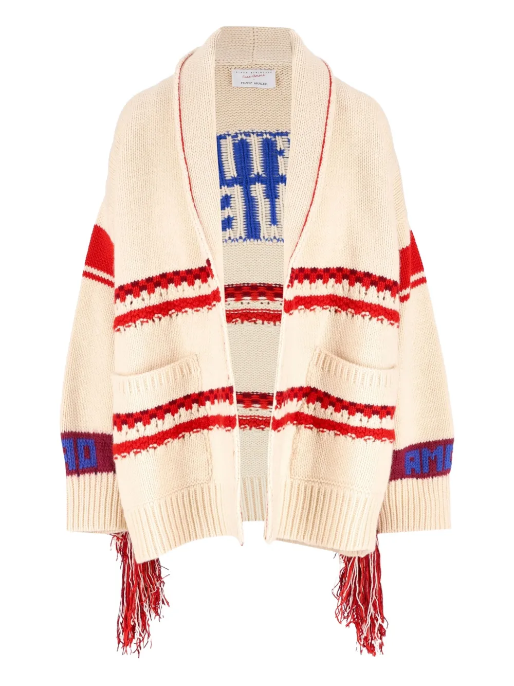 Giada Benincasa Fringed-sleeve Patch-pocket Cardigan In White