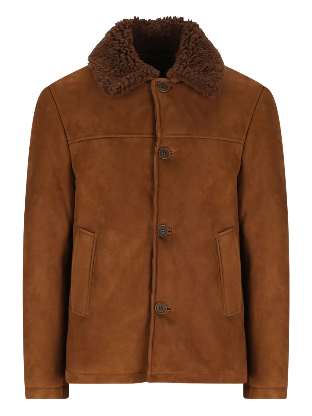 Salvatore Santoro shearling collar jacket | Brown | Image 1