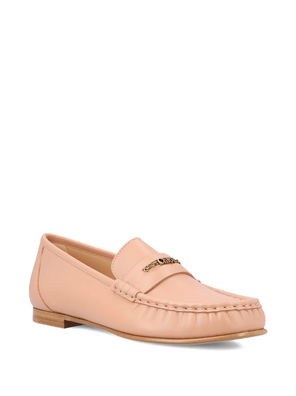 Chloé chain-detail leather loafers - Roze