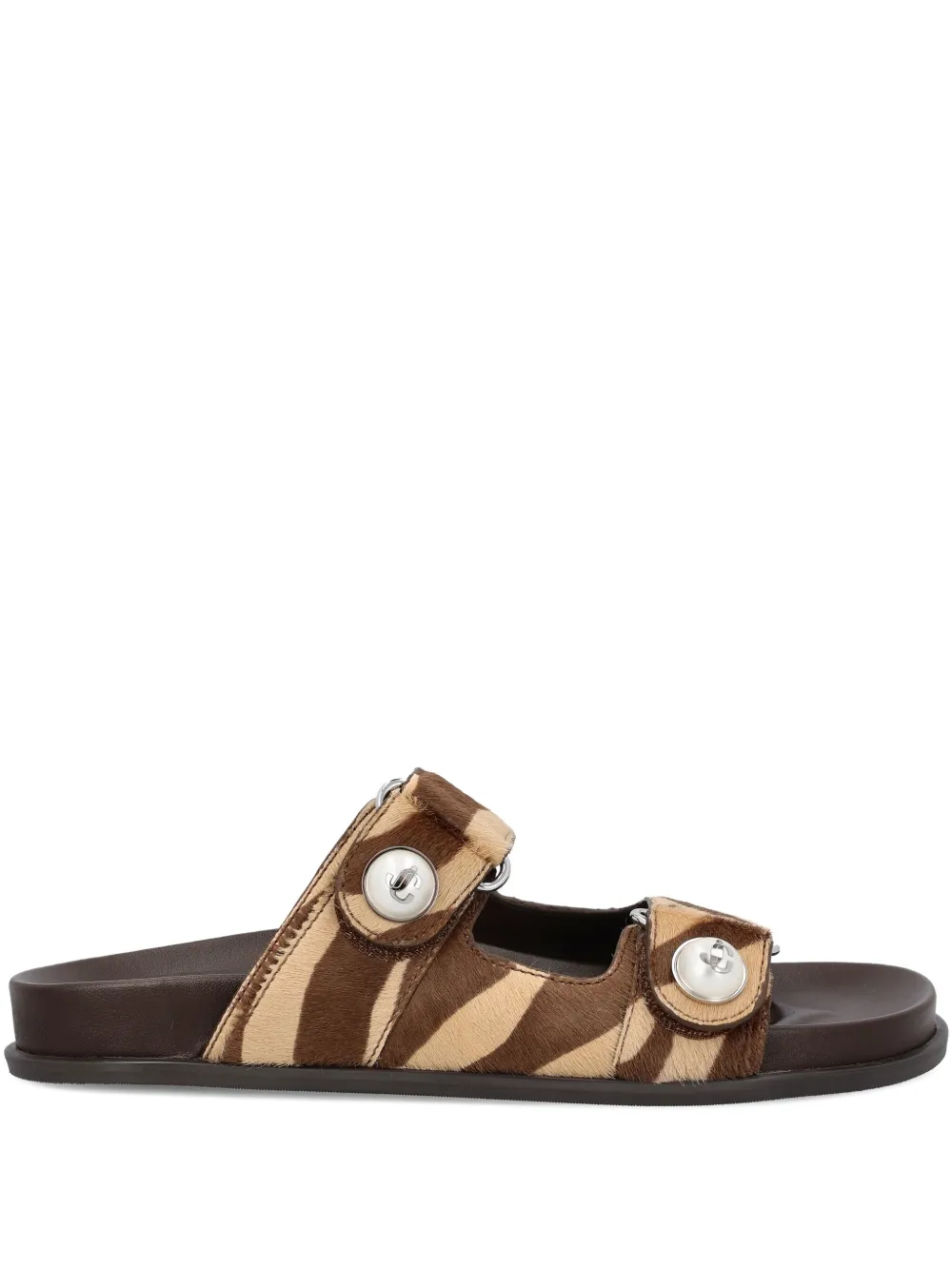 Jimmy Choo zebra-print button-detail sandals Brown