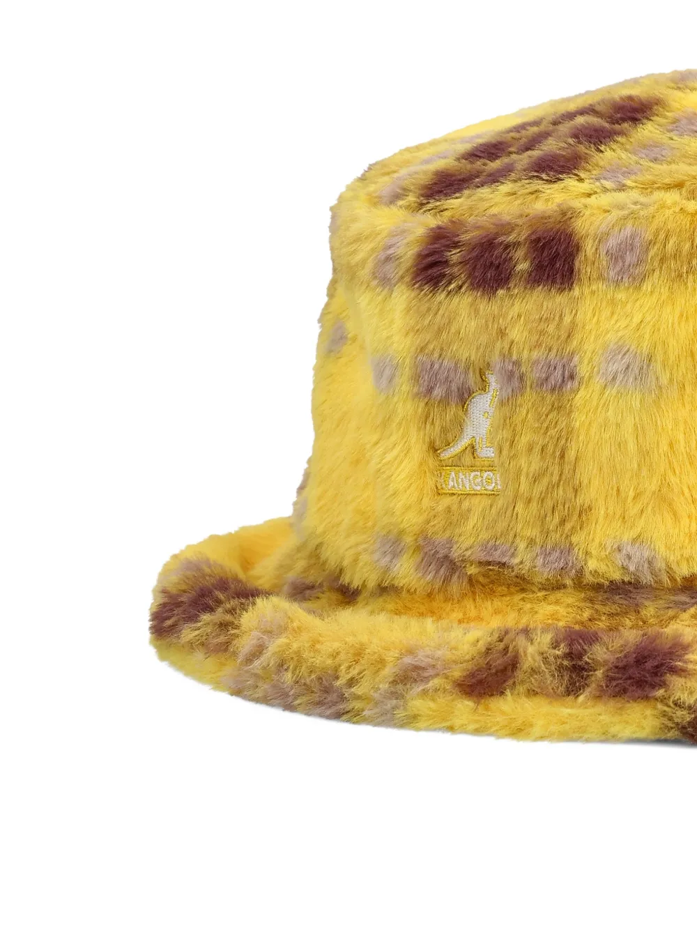 Kangol Plaid-pattern Fur Bucket Hat In Yellow