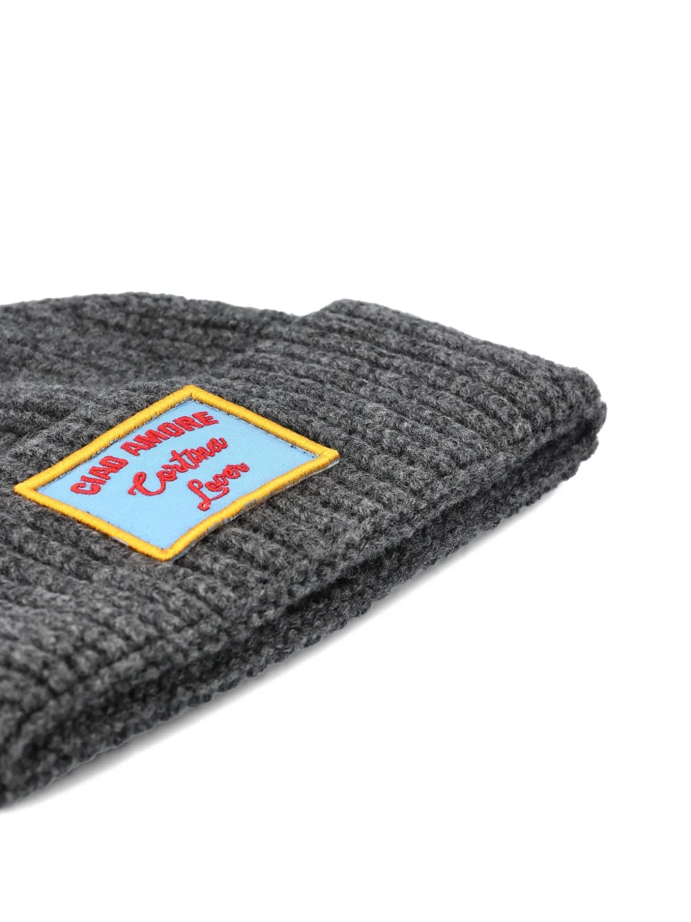 Giada Benincasa Ribbed-knit Logo-patch Beanie Hat In Gray