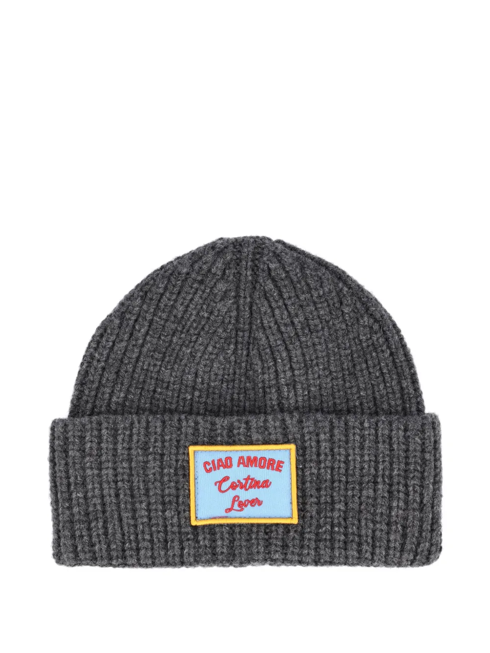 Giada Benincasa Ribbed-knit Logo-patch Beanie Hat In Gray