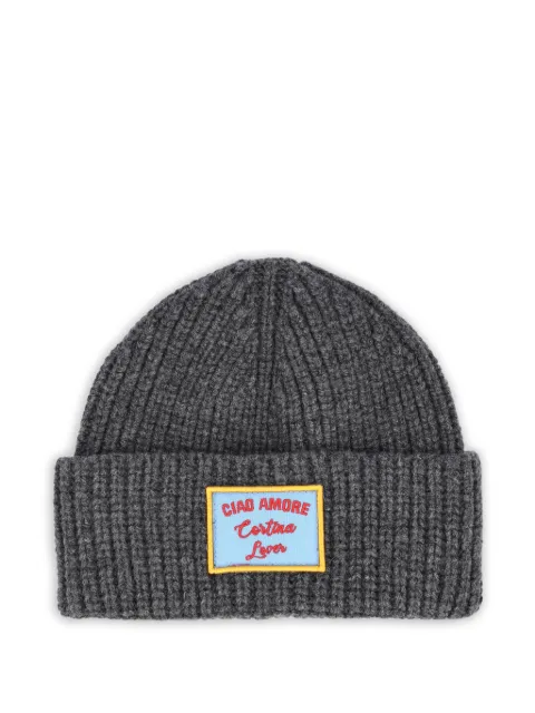 Giada Benincasa ribbed-knit logo-patch beanie hat 
