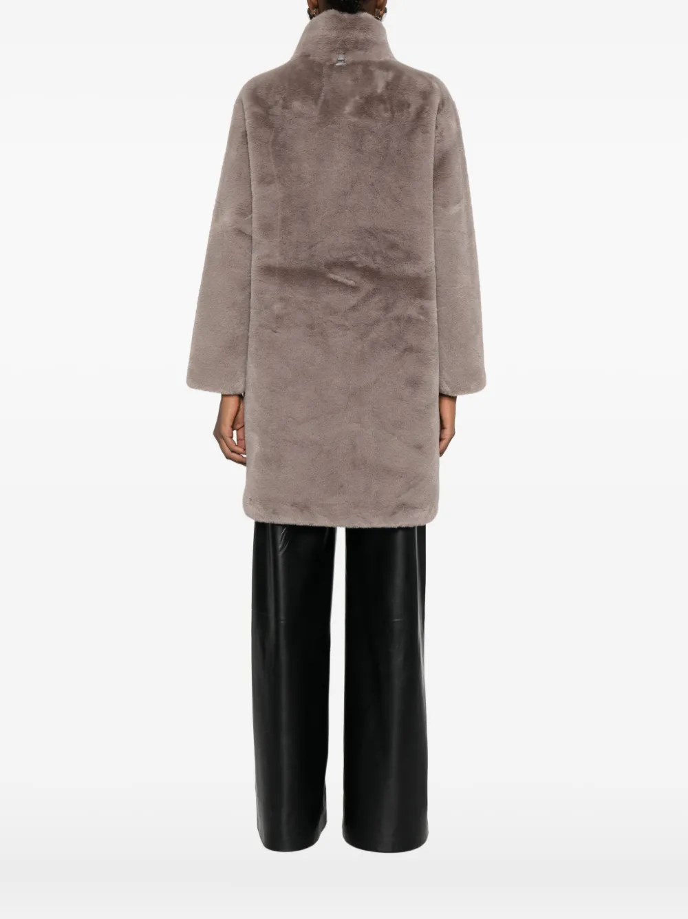 Apparis High-neck Button Coat In Neutral