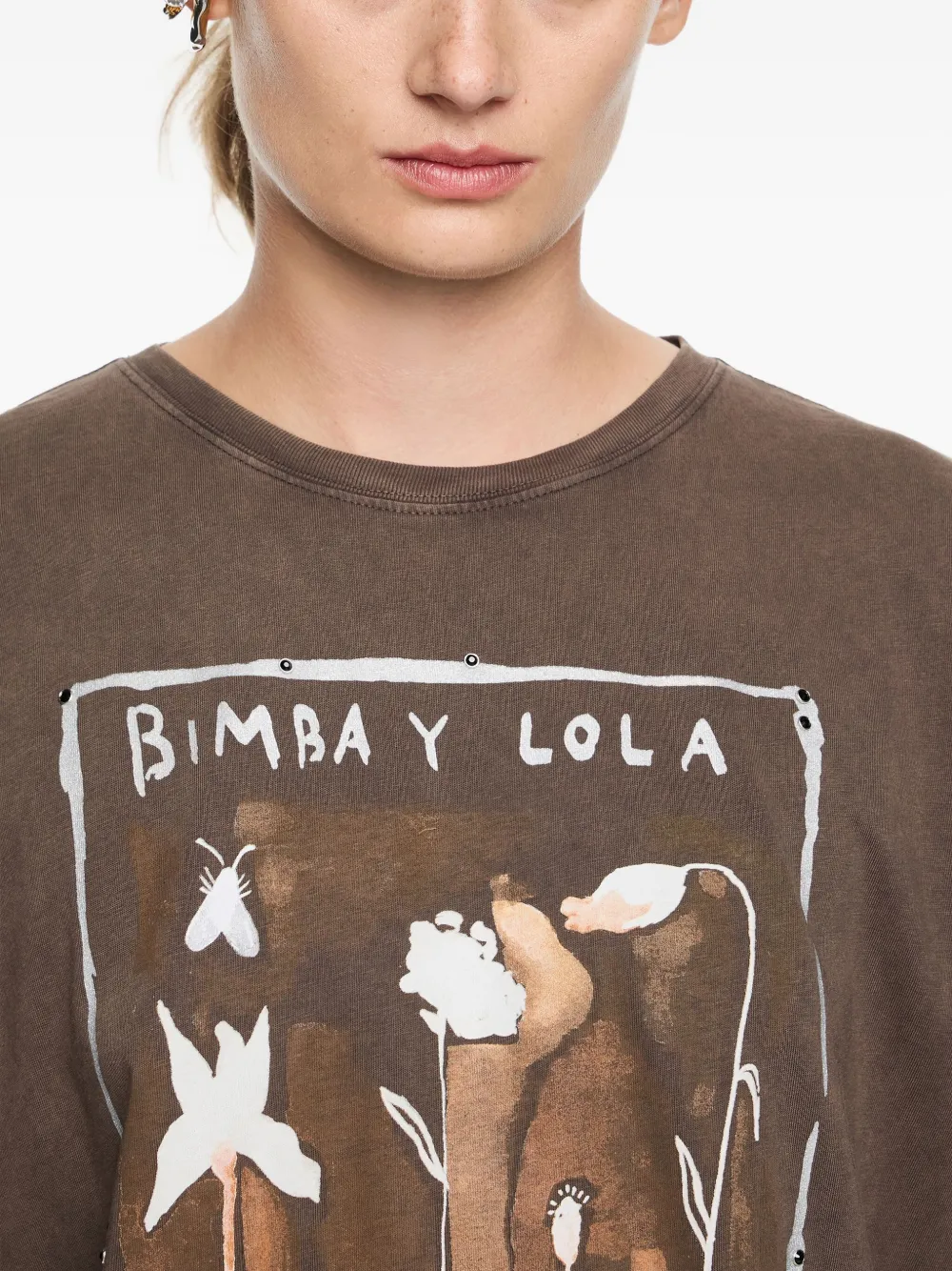 Bimba y Lola Katoenen T-shirt met grafische print Bruin