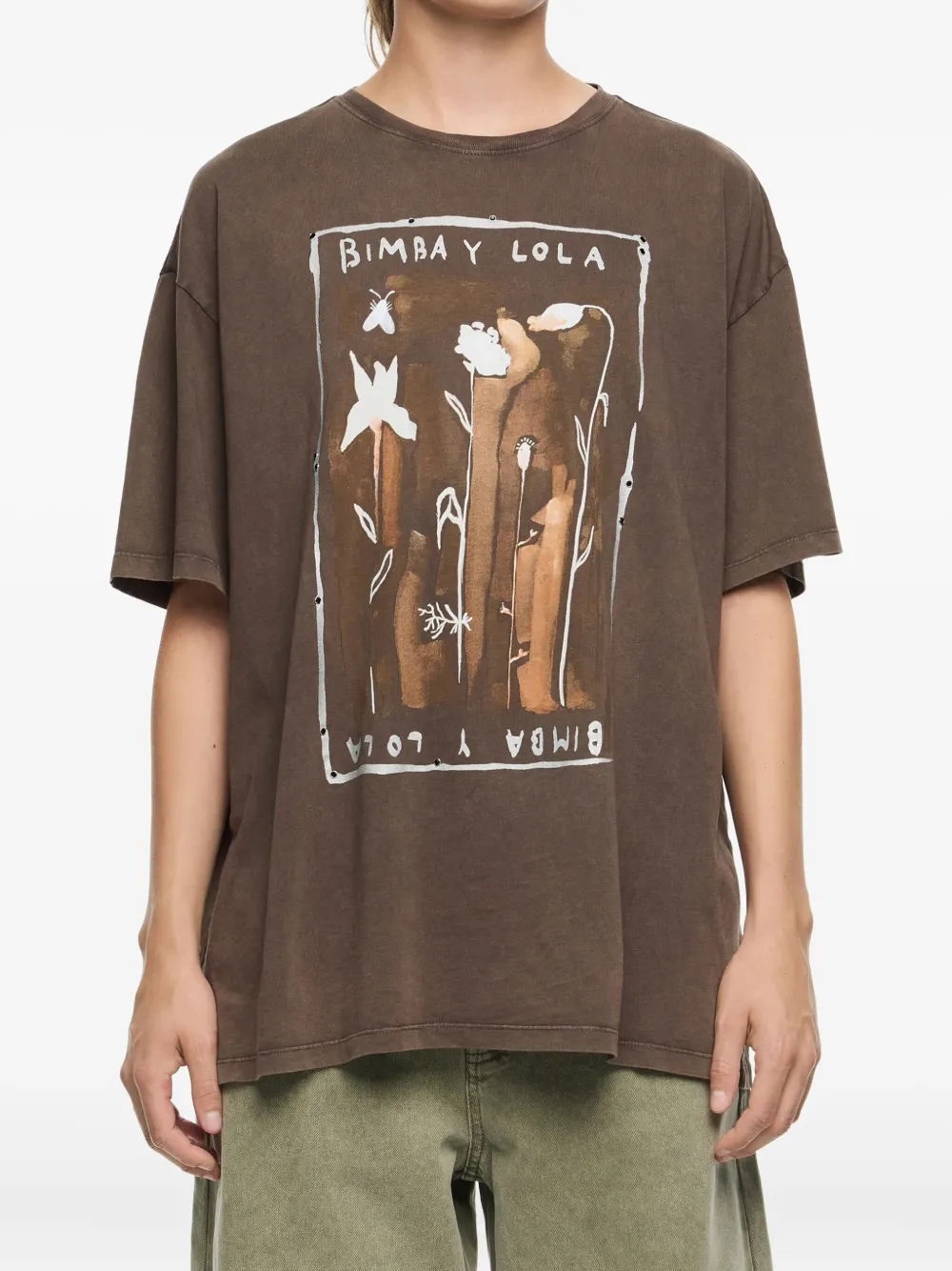 Bimba y Lola Katoenen T-shirt met grafische print Bruin