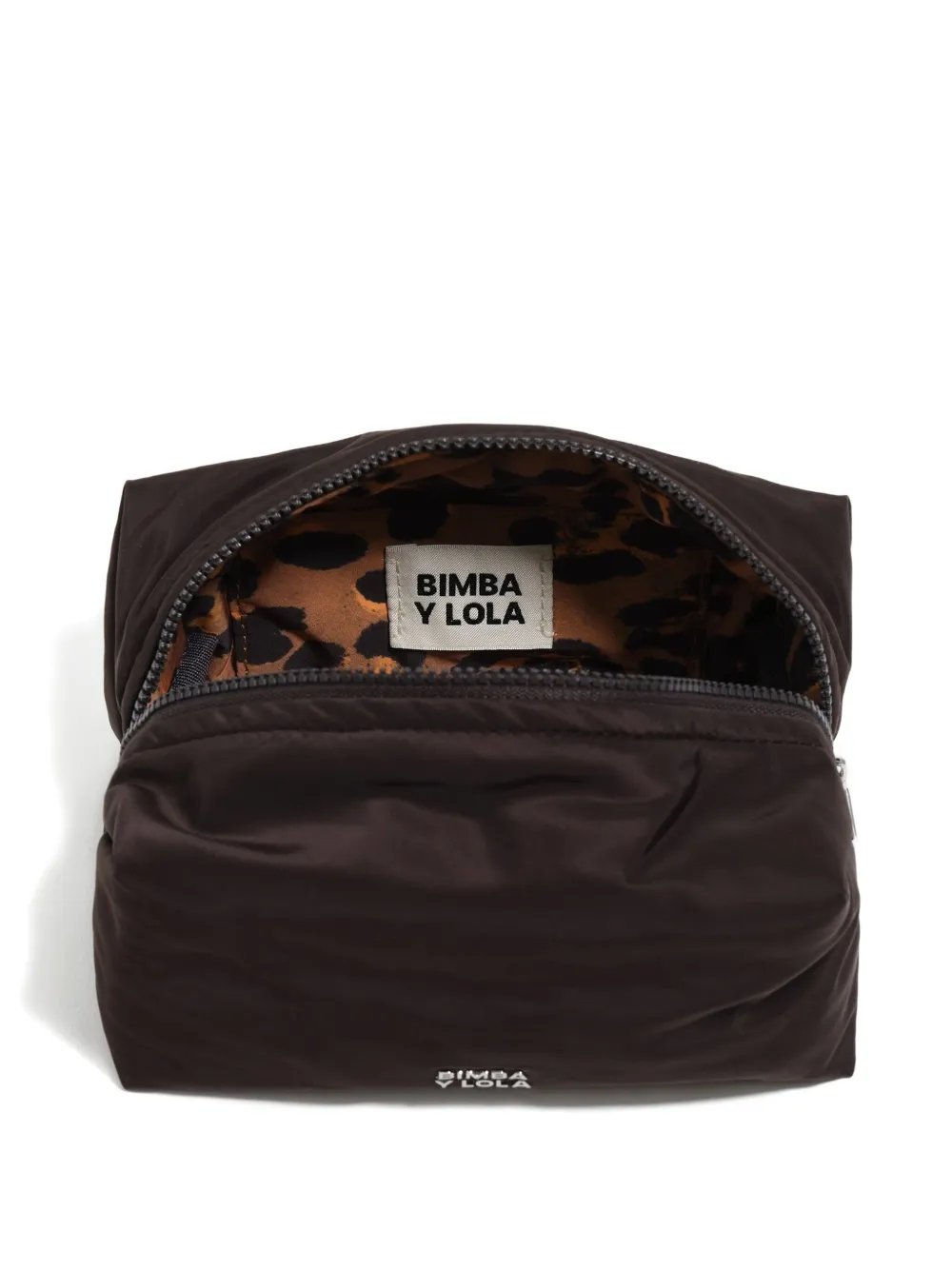 Bimba Y Lola Logo-plaque Zip Make-up Bag In Black