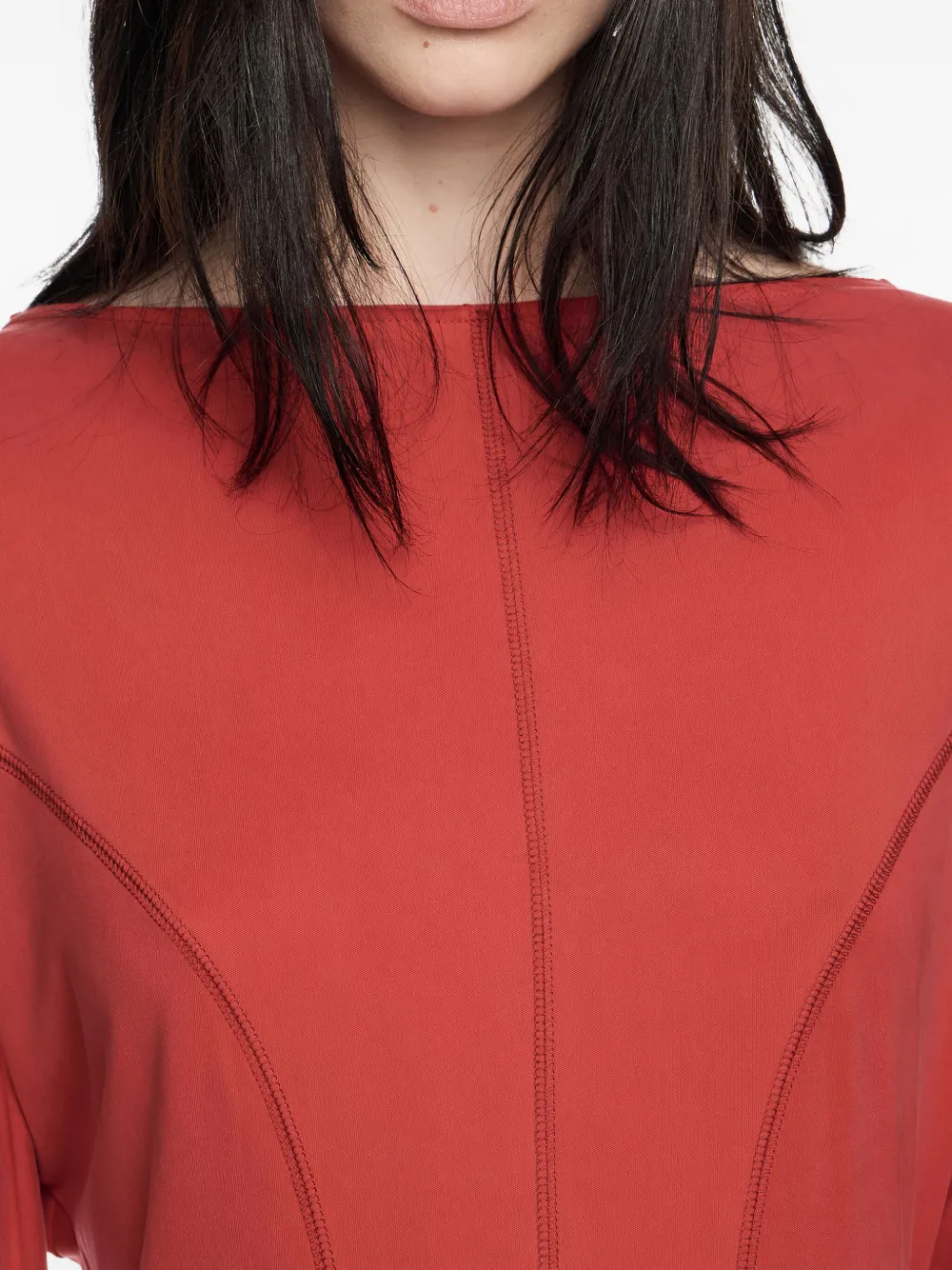 Bimba Y Lola Long-sleeve Seam-detail Midi Dress In Red