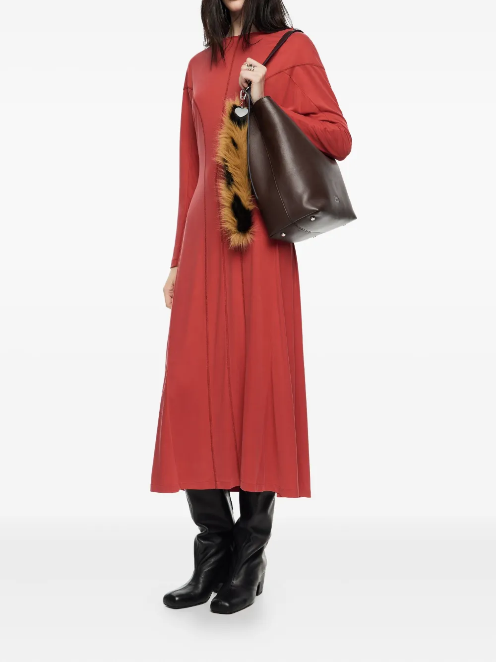 Bimba y Lola long-sleeve seam-detail midi dress - Rood