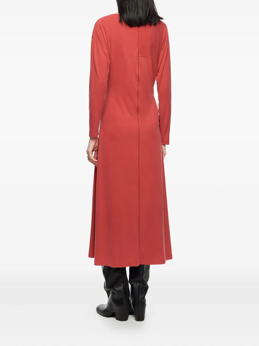 Bimba Y Lola Long-sleeve Seam-detail Midi Dress In Red