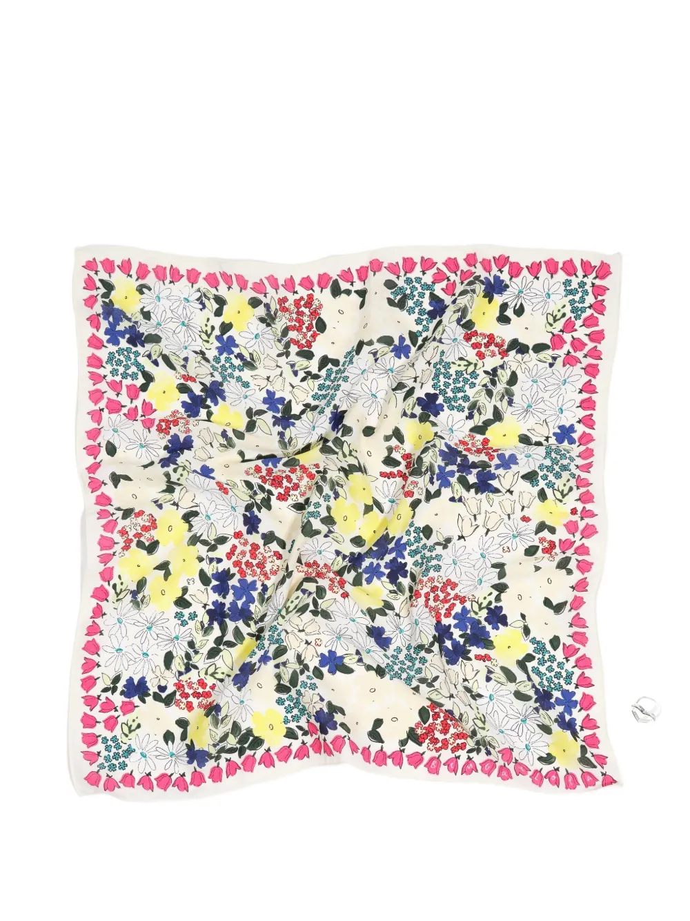 Bimba Y Lola Floral-print Heart Keyring In White