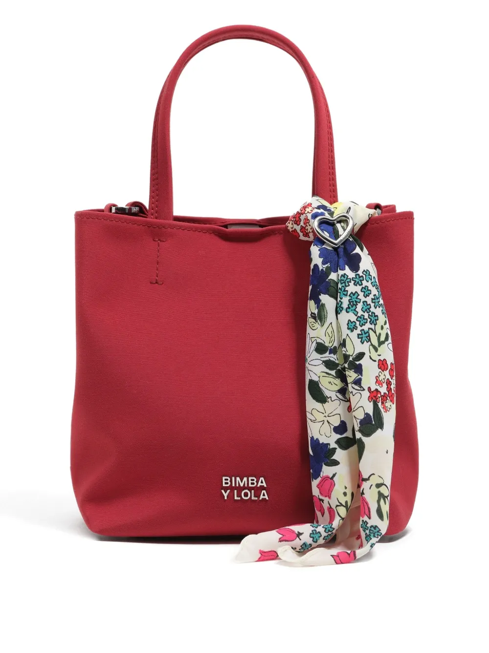 Bimba Y Lola Floral-print Heart Keyring In White