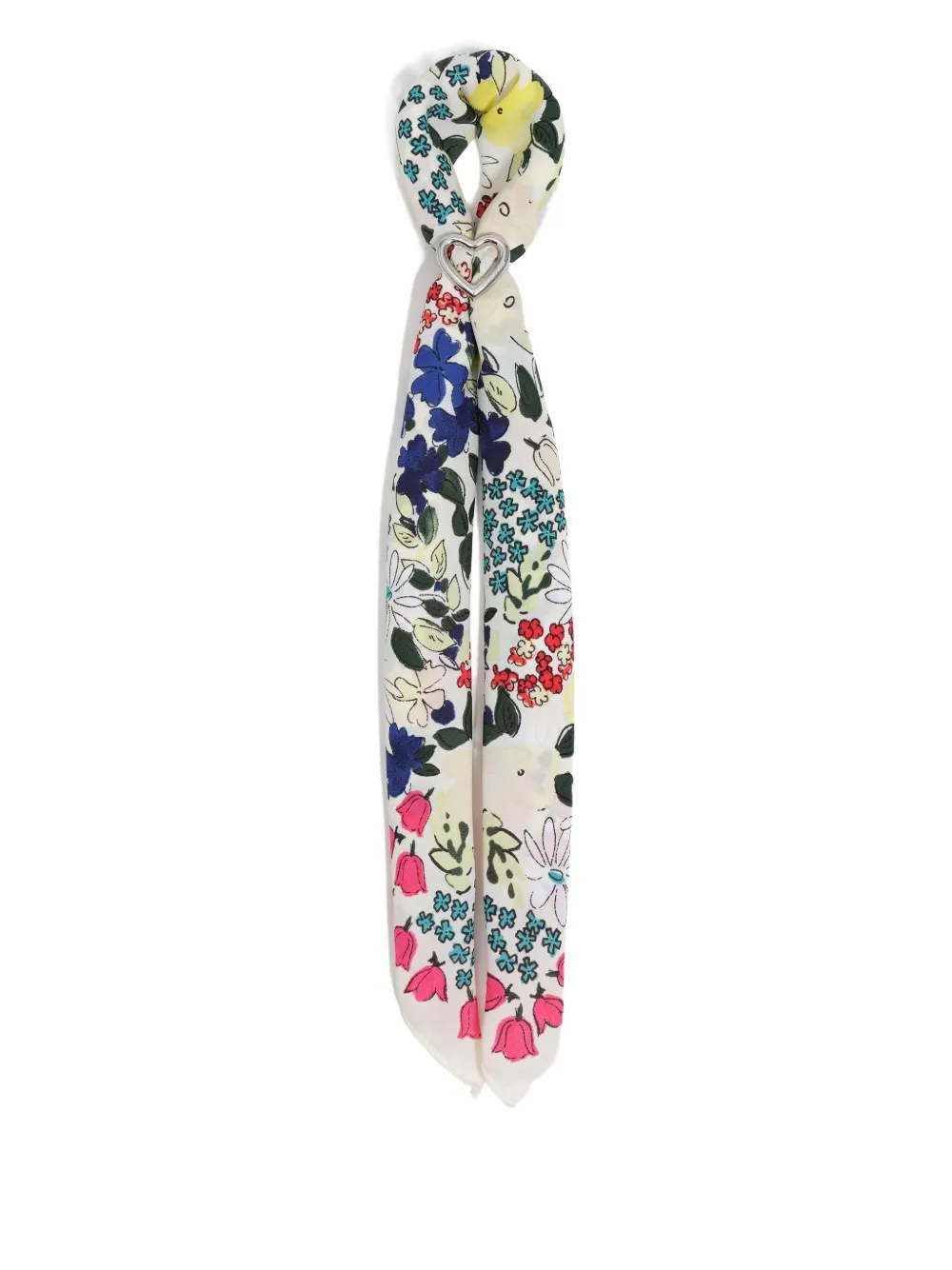 Bimba Y Lola Floral-print Heart Keyring In White