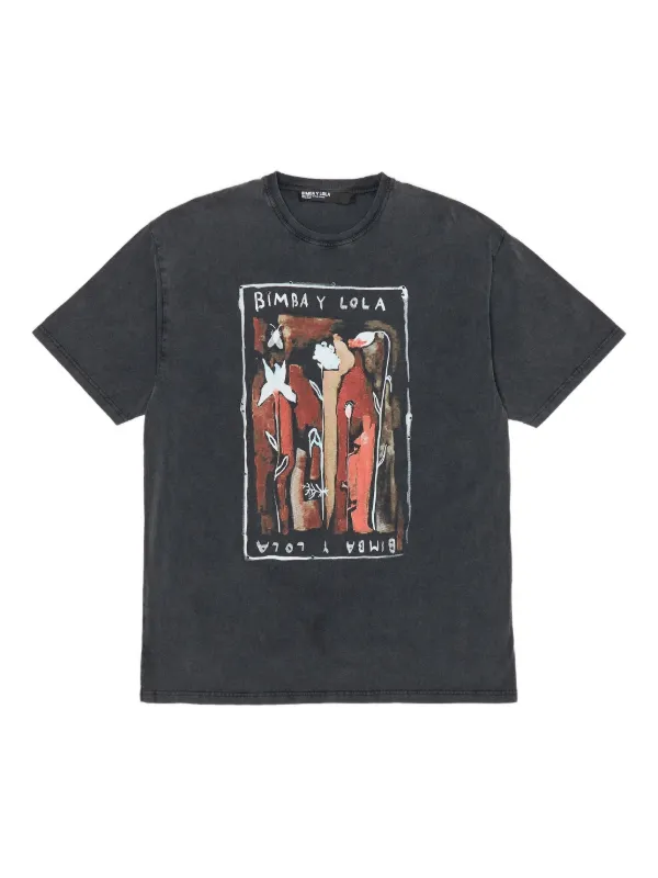 Bimba y Lola Camiseta De Algodón Con Estampado Gráfico Gris