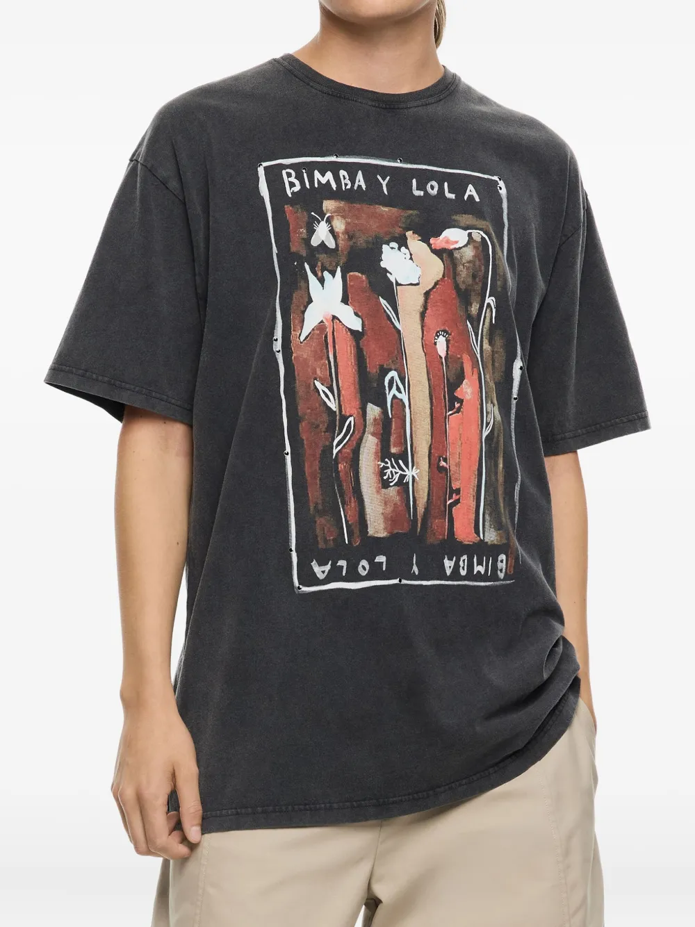 Bimba Y Lola Graphic-print Cotton T-shirt In Black