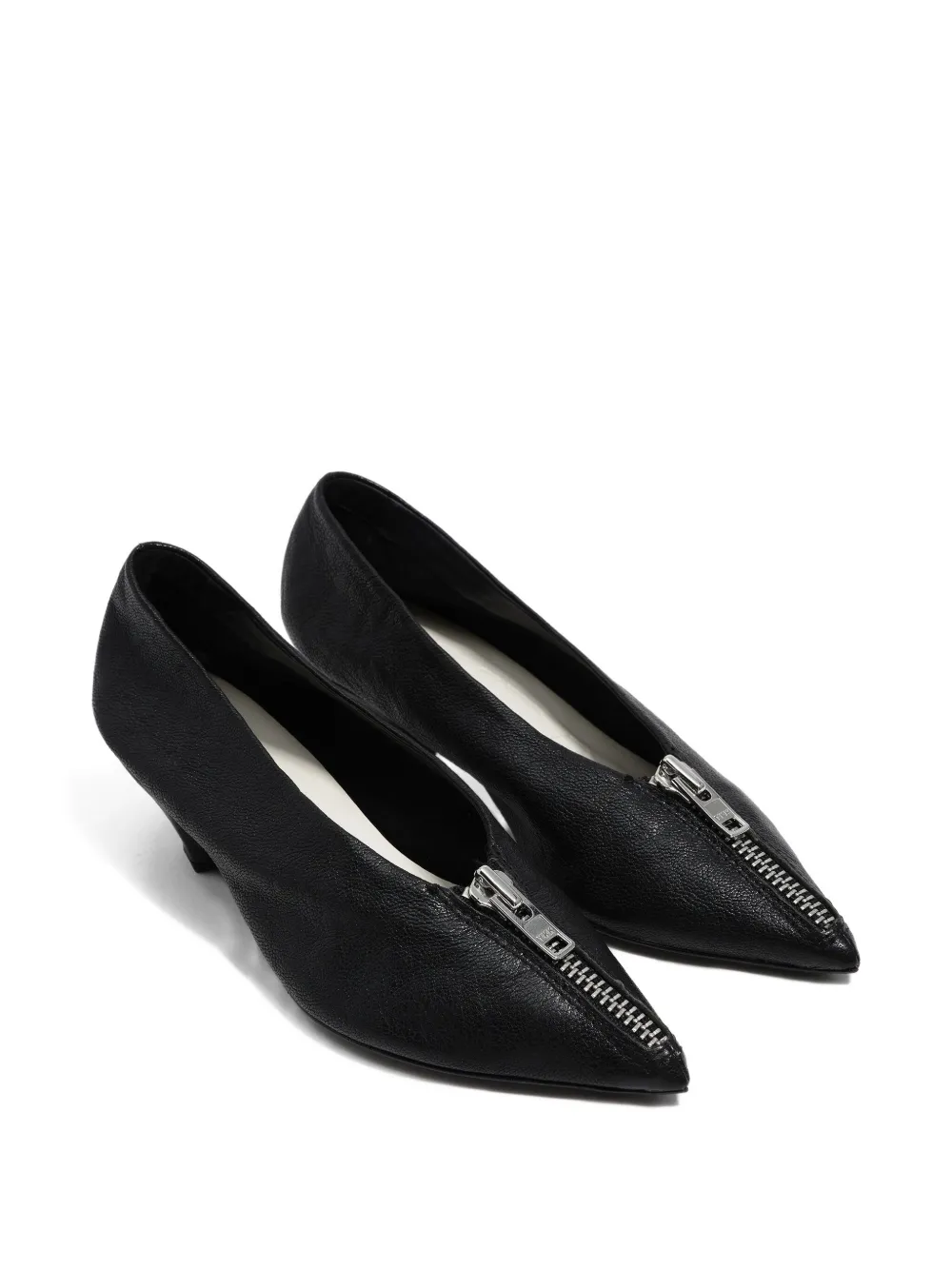 Bimba y Lola 35mm zip-detail pointed pumps Black