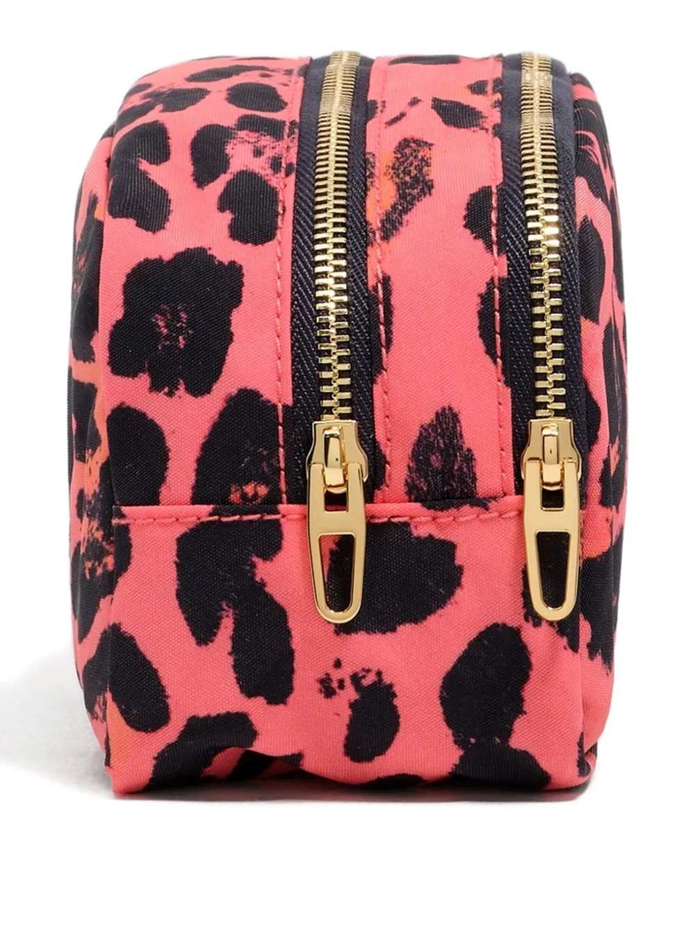 Bimba Y Lola Leopard-print Double-zip Make Up Bag In Pink