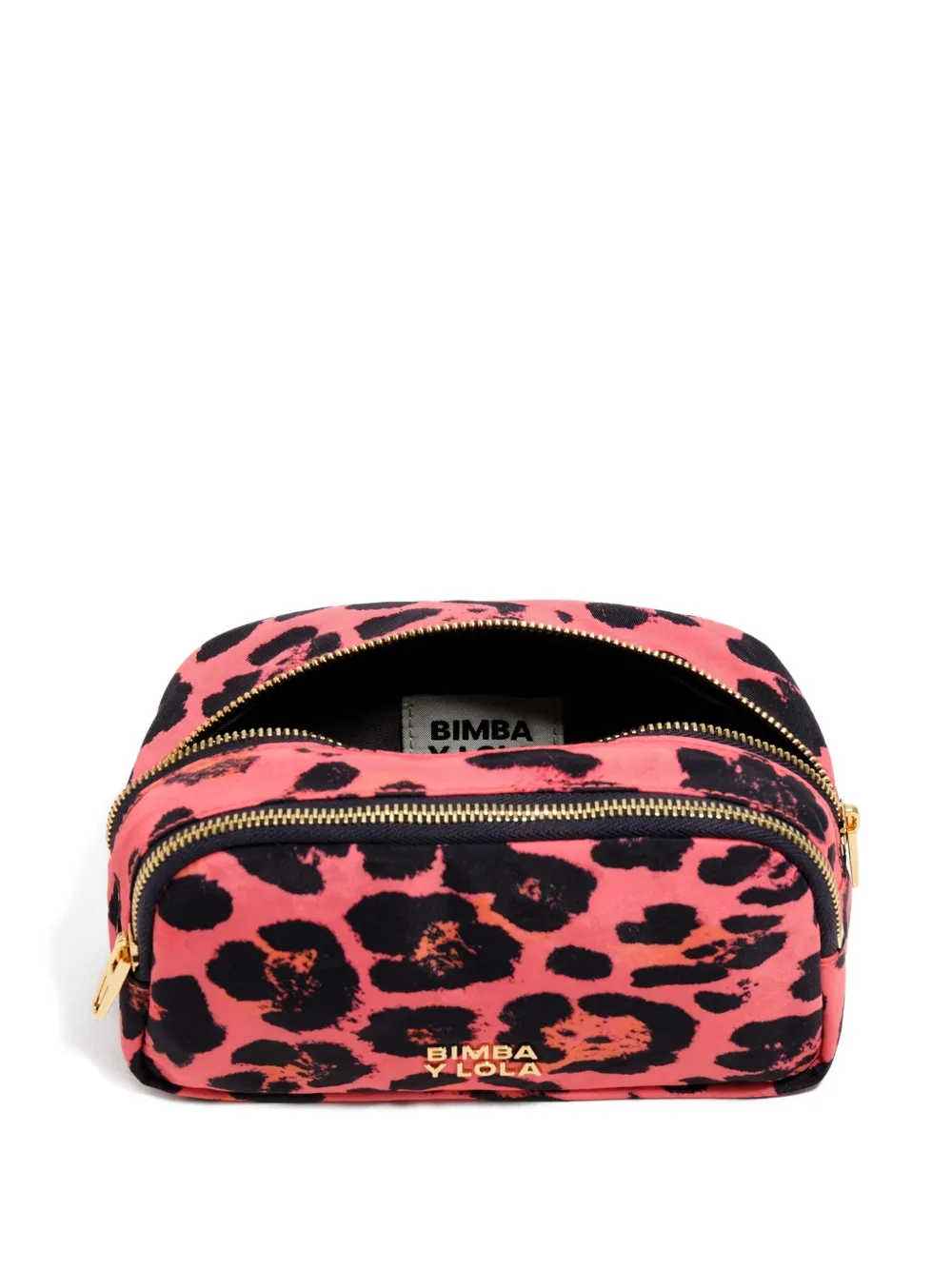 Bimba y Lola leopard-print double-zip make up bag | Pink | Image 1