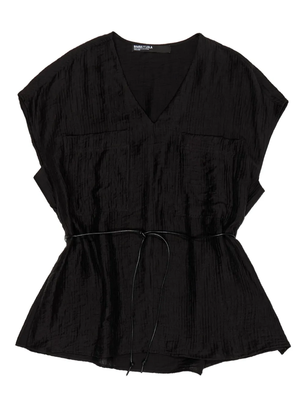 Bimba Y Lola V-neck Tie-waist Top In Black