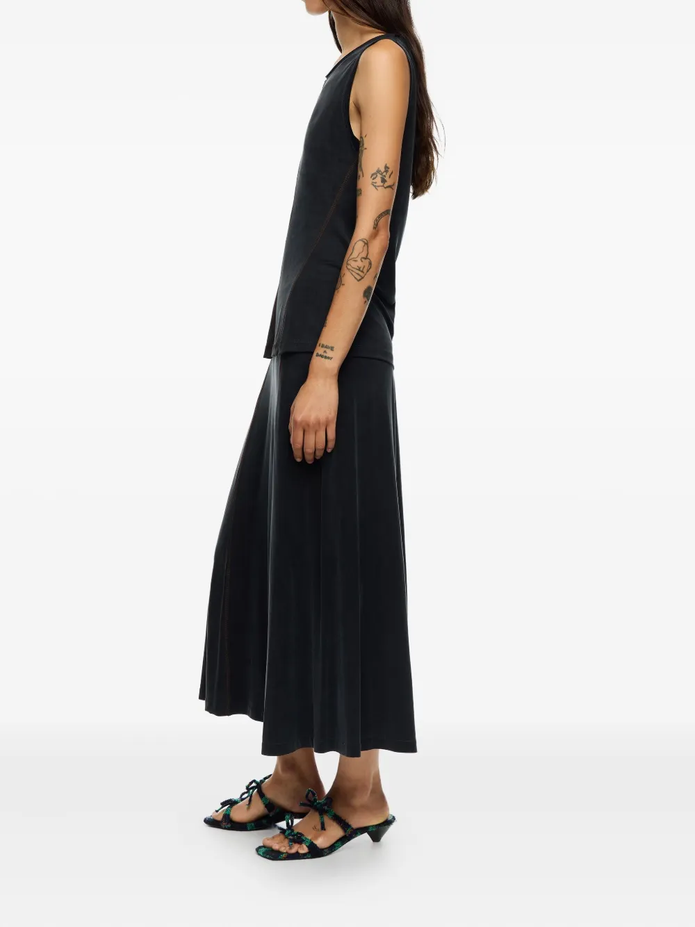 Bimba Y Lola Seam-detail Midi Skirt In Black