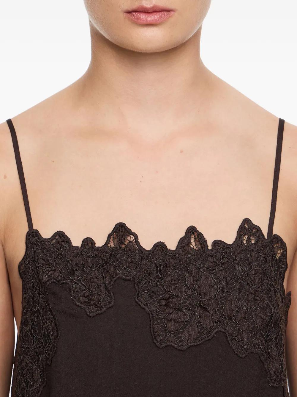 Bimba Y Lola Lace-trimmed Tank Top In Brown