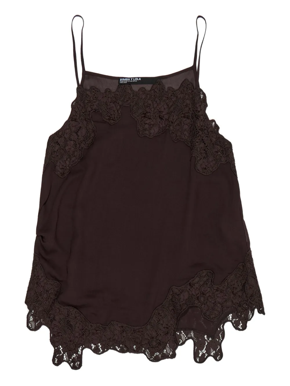 Bimba Y Lola Lace-trimmed Tank Top In Brown