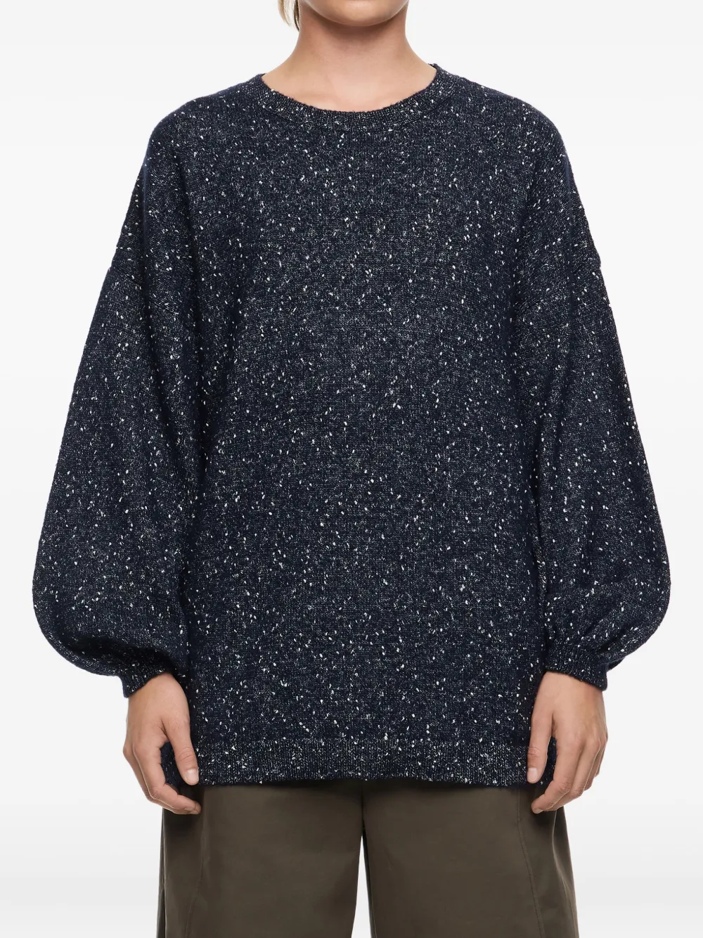 Bimba Y Lola Speckled Balloon-sleeve Sweater In Blue