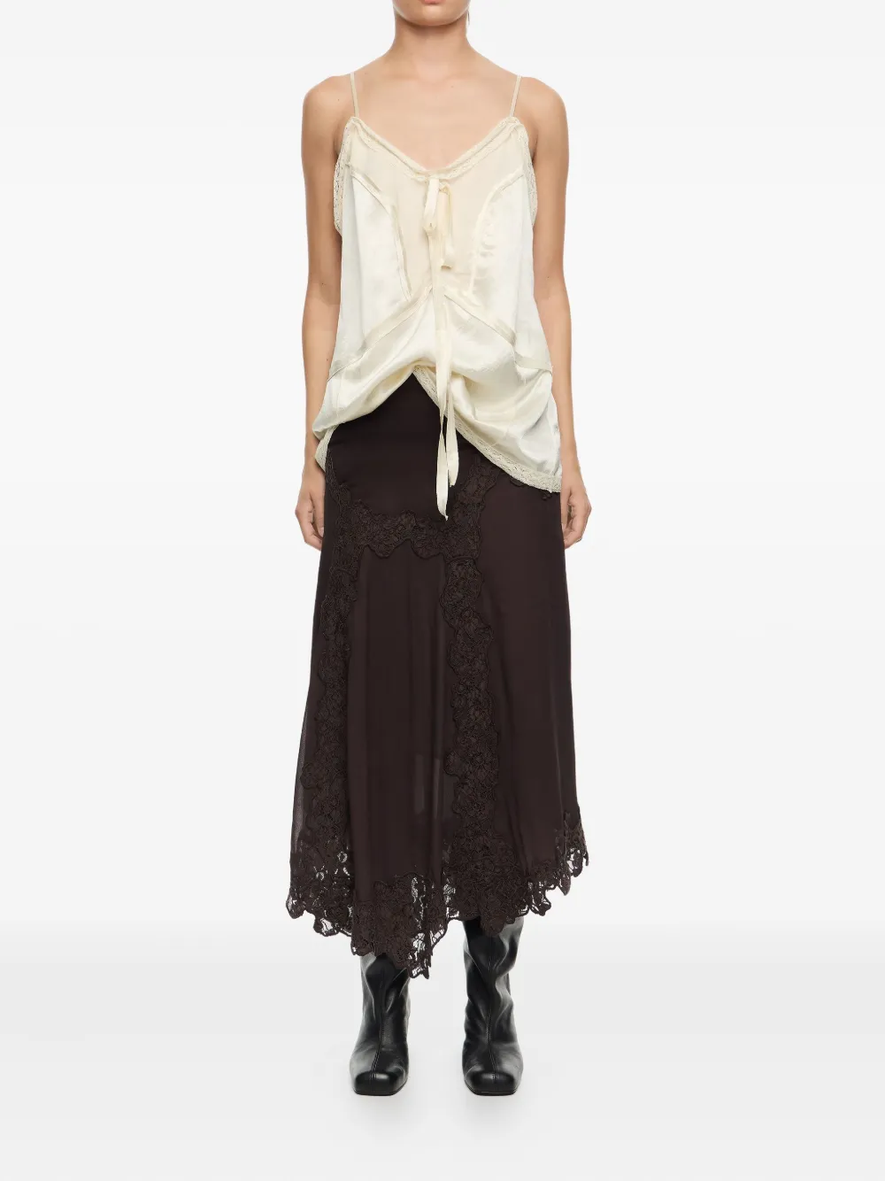 Bimba y Lola lace-trimmed midi skirt | Asymmetric & Draped Skirts | Image 2