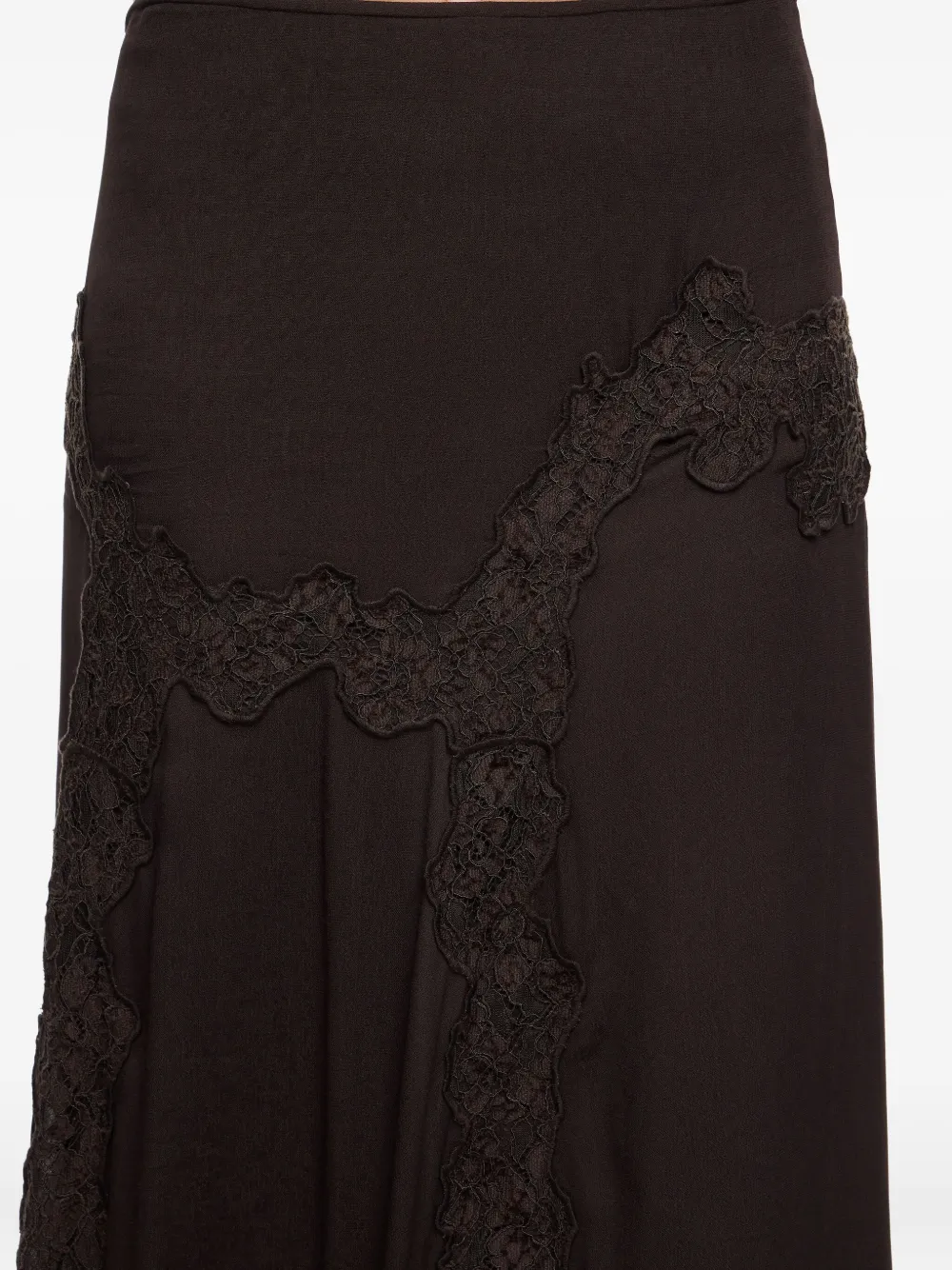 Bimba Y Lola Lace-trimmed Midi Skirt In Brown