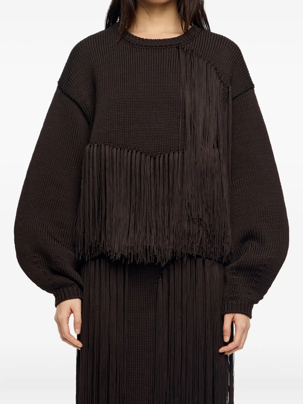 Bimba Y Lola Fringe-detail Sweater In Brown