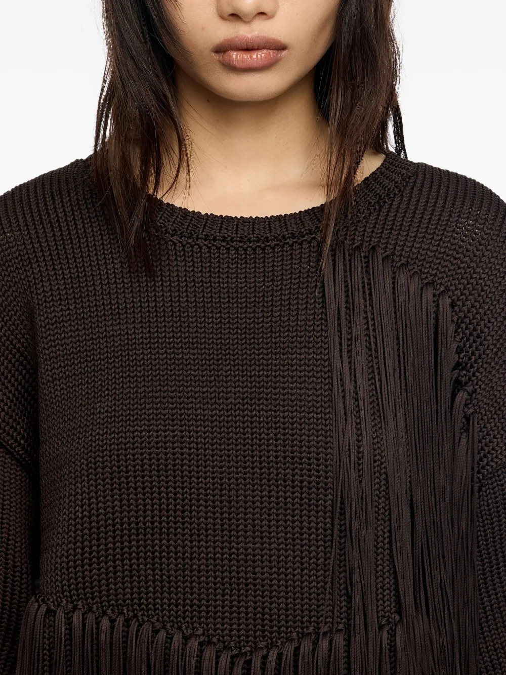 Bimba Y Lola Fringe-detail Sweater In Brown
