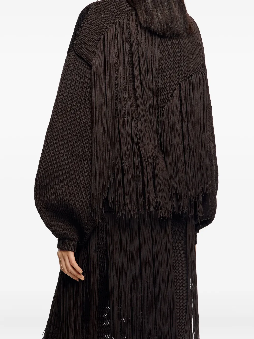 Bimba Y Lola Fringe-detail Sweater In Brown