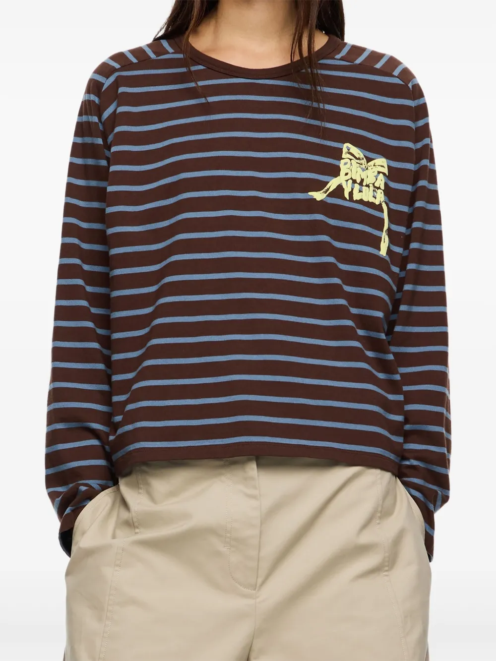 Bimba y Lola ストライプ ロングTシャツ - ブラウン Bimba y Lola ストライプ ロングTシャツ - ブラウン