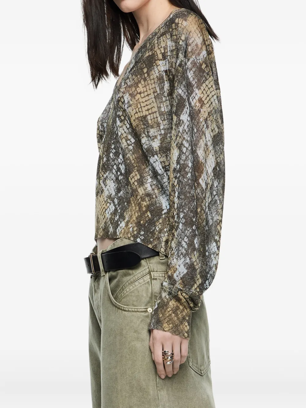 Bimba Y Lola Snake-print V-neck Sweater In Multi