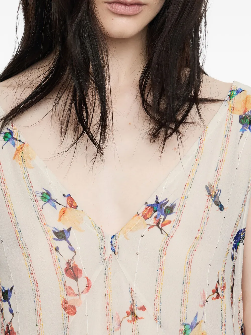 Bimba Y Lola Floral-print Tiered Midi Dress In Neutral