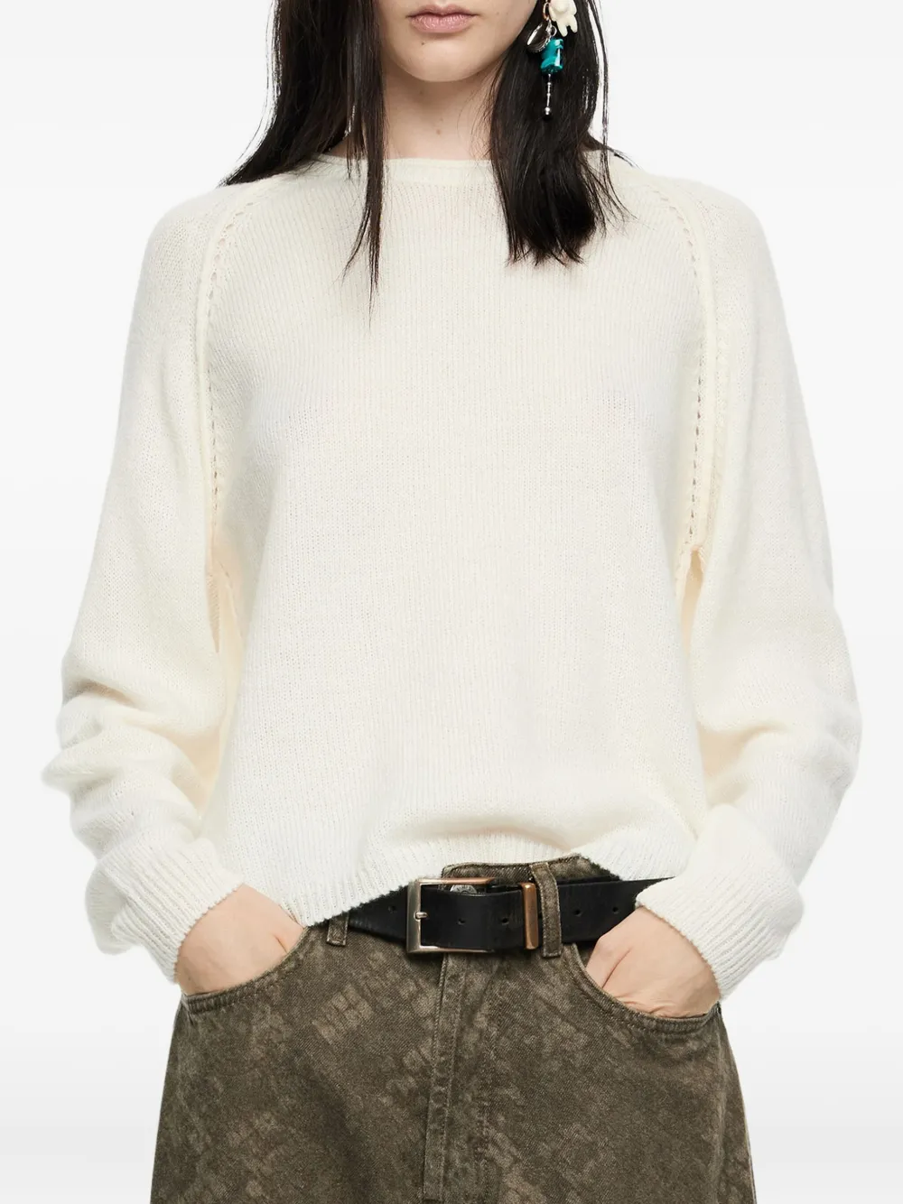 Bimba Y Lola Raglan-sleeve Sweater In White