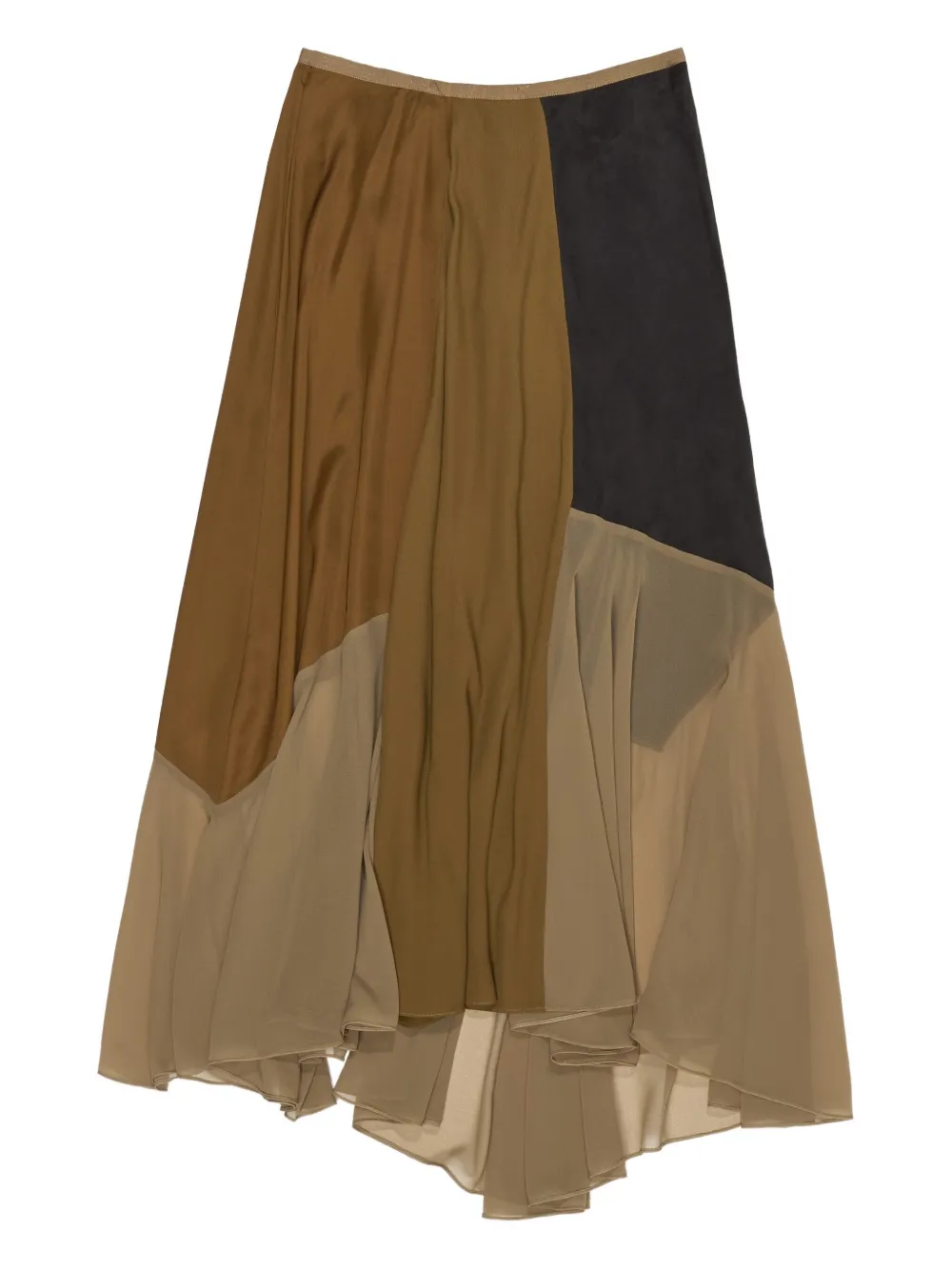 Bimba Y Lola Patchwork Ruffled Skirt In Brown