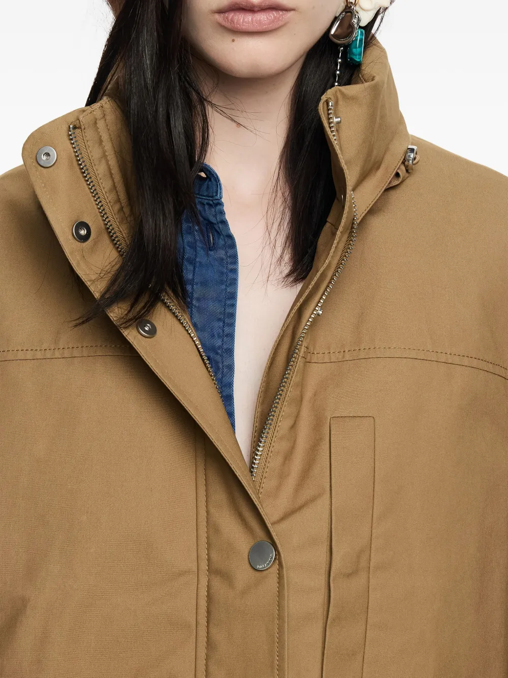 Bimba y Lola Regenjas met knopen Bruin