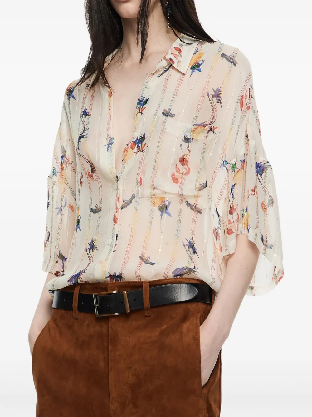 Bimba y Lola blouse met bloemenprint Beige