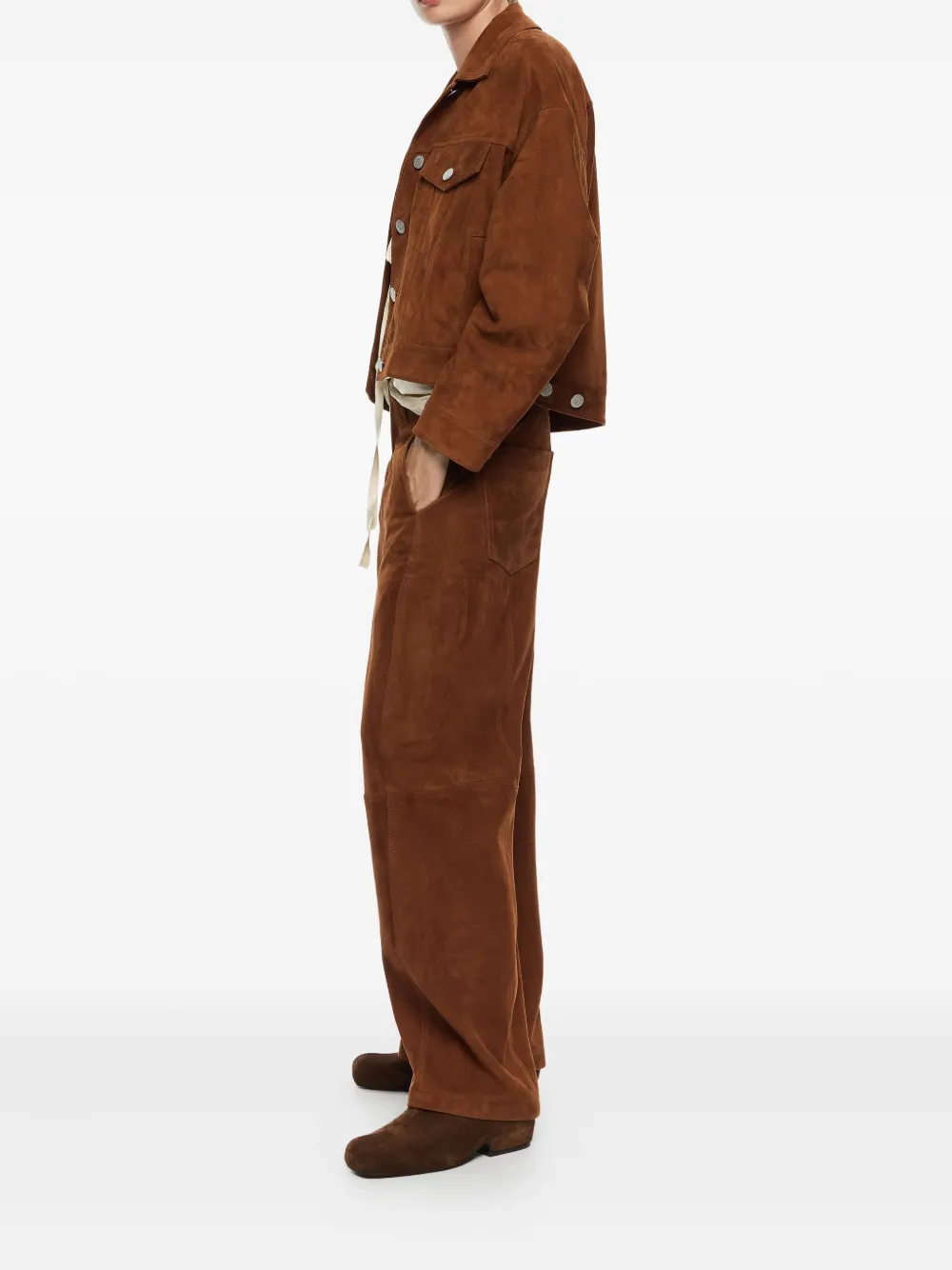 Bimba Y Lola Button-fastening Suede Jacket In Brown